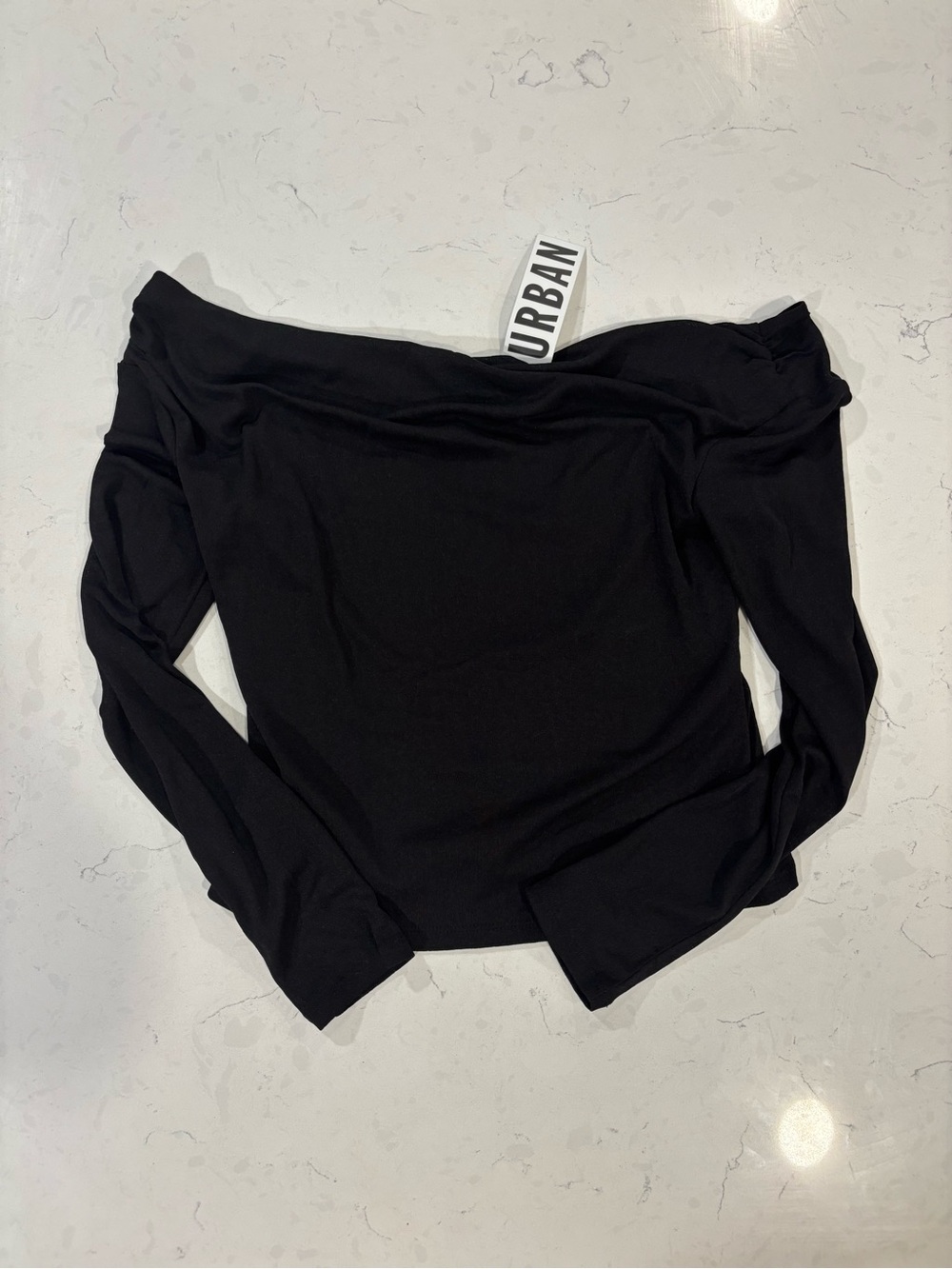 Urban Outfitters Black Off-Shoulder Long Sleeve Top